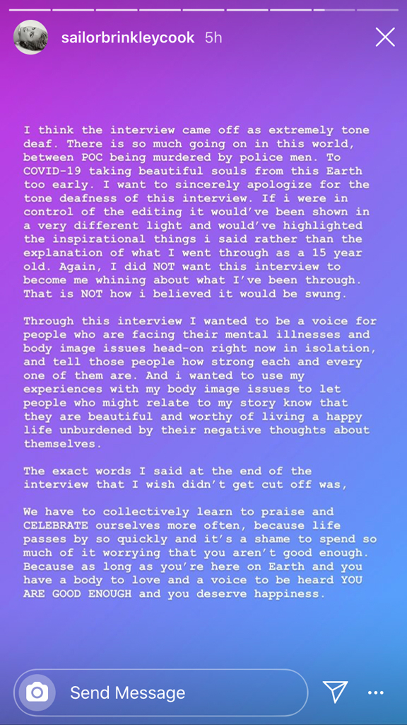 Sailor Brinkley, Instagram, Good Morning America